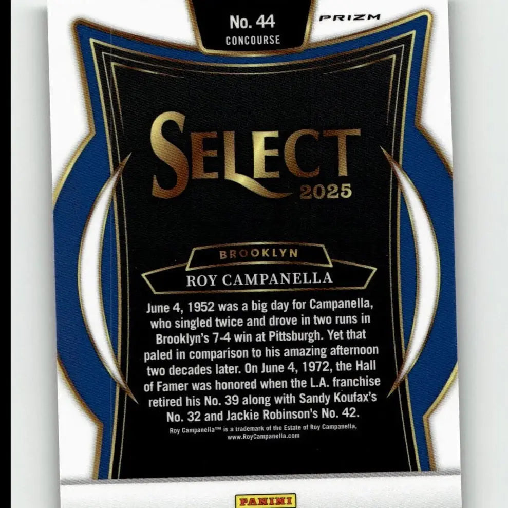 2025 Panini Select #44 Roy Campanella Green Flash Prizms