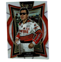 2025 panini select #68 alan kulwicki silver prizms trading card featuring kulwicki in white red and black racing suit