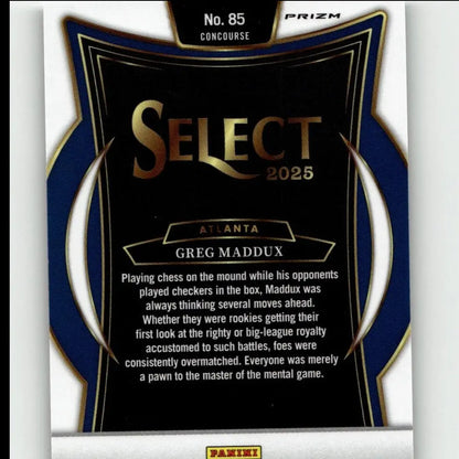 2025 Panini Select #85 Greg Maddux Silver Prizms