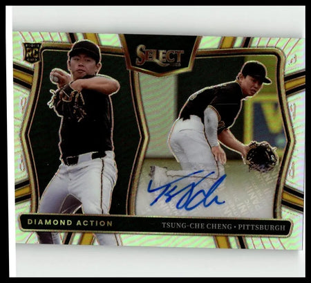 2025 panini select shimmering green and gold cheng diamond action signatures flash baseball card with autograph