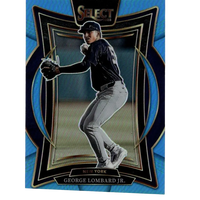Blue and black select 2025 baseball trading card featuring george lombard jr.