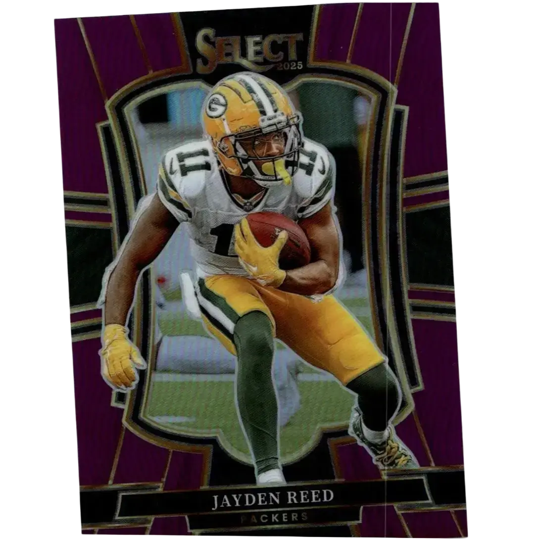 Purple and gold 2025 panini select jayden reed football trading card purple prizm numbered 166 of 75