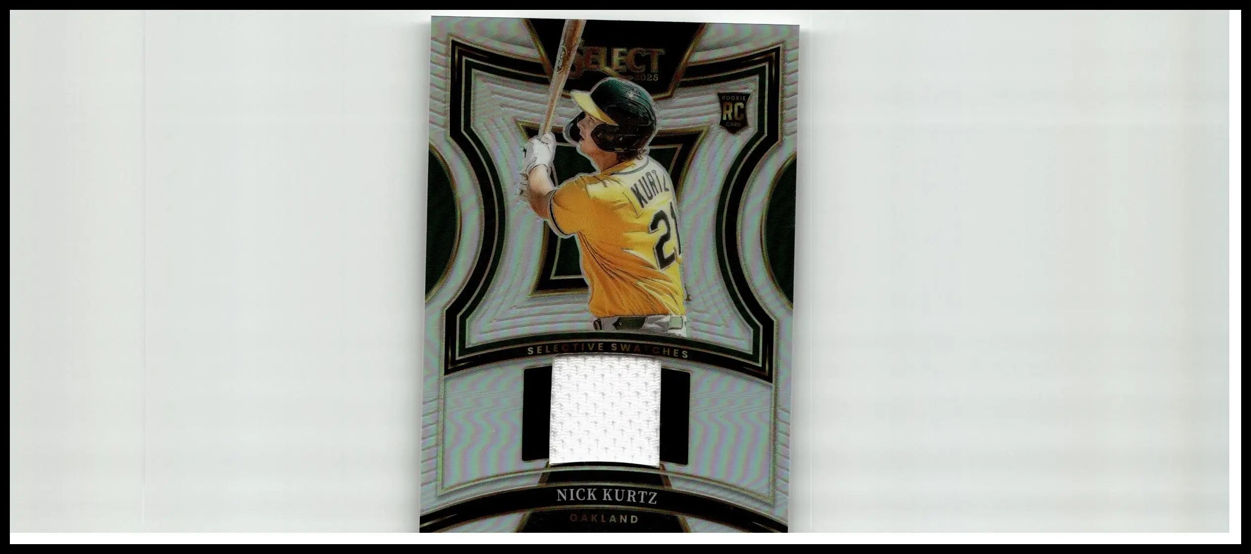 Silver and black 2025 panini select nick kurtz selective swatches baseball card with authentic oakland athletics jersey patch