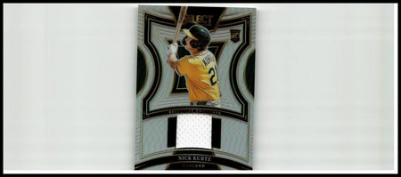 Silver and black 2025 panini select nick kurtz selective swatches baseball card with authentic oakland athletics jersey patch