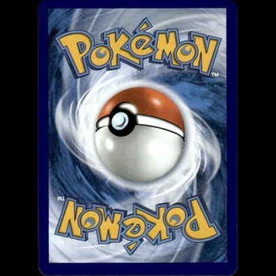 A white and orange poké ball with a black center, set against a swirling blue background.