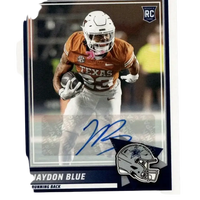 2025 score #39 jaydon blue autograph rookie card in orange and white uniform with silver helmet sticker for toys and games