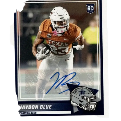 2025 score #39 jaydon blue autograph rookie card in orange and white uniform with silver helmet sticker for toys and games