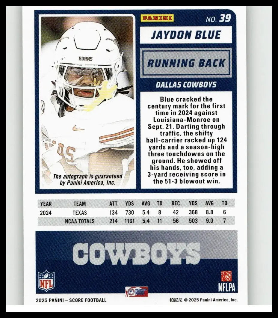 White football helmet with horns logo and clear face shield featuring dallas cowboys branding in jaydon blue base rookie design