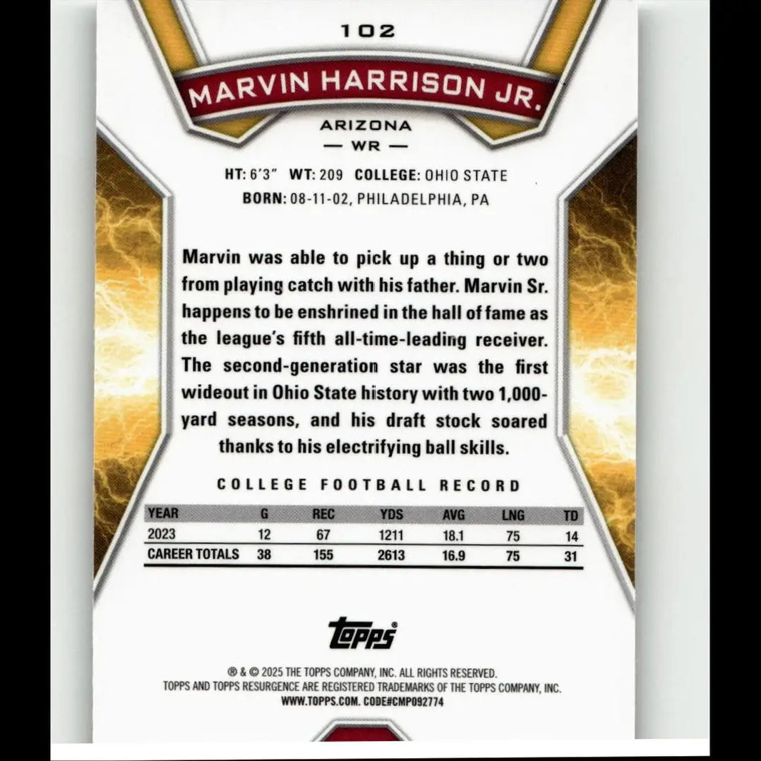 Marvin Harrison Jr topps resurgence action figure 2025 collectible sports toy in vibrant team colors