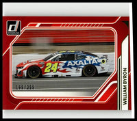 2026 donruss #152 william byron red nascar card featuring a red white and blue car numbered 24 with axalta decals