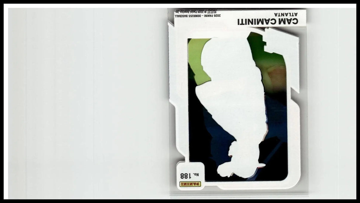 White silhouette baseball card of cam garnett encased in clear sleeve with black and green accents from 2026 donruss #180 carson benge toys and games