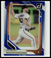 Blue and orange bordered 2026 donruss madison bumgarner blue baseball card number 40 in giants uniform