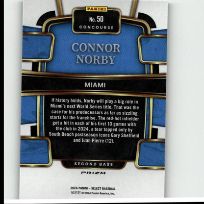 2024 Panini Select #50 Connor Norby Green Flash Prizms
