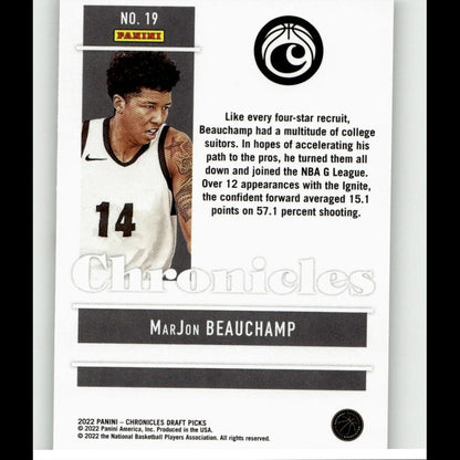 2022 Panini Chronicles Draft Picks #19 MarJon Beauchamp