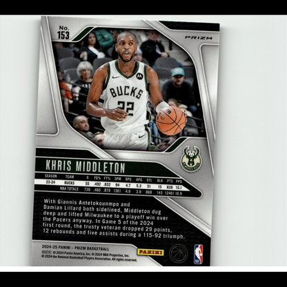 2024-25 Panini Prizm #153 Khris Middleton Prizms Green