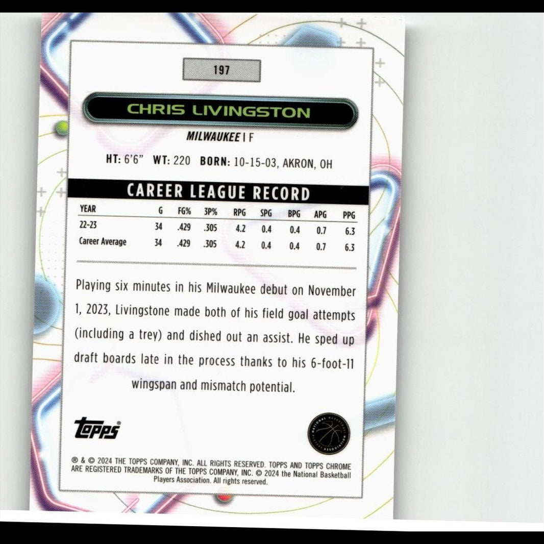 2023-24 Topps Chrome Cosmic #197 Chris Livingston