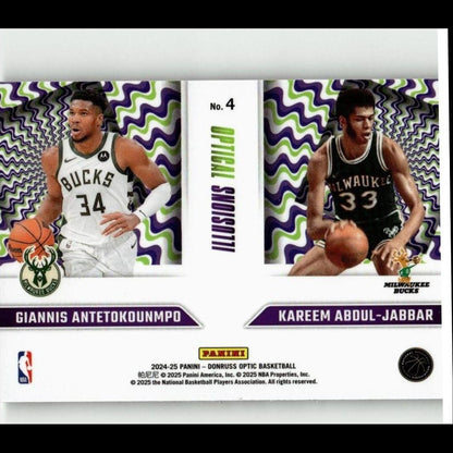 2024-25 Donruss Optic #4 Giannis Antetokounmpo/Kareem Abdul-Jabbar