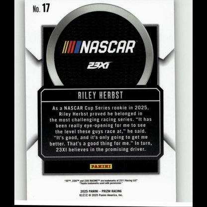 2025 Panini Prizm #17 Riley Herbst Talisman