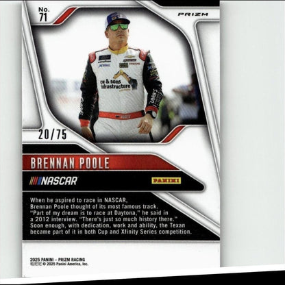 2025 Panini Prizm #71 Brennan Poole Checkered Flag #/75