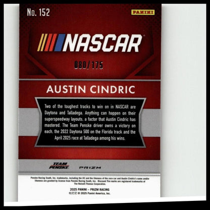 2025 Panini Prizm #152 Austin Cindric Red Power #/175