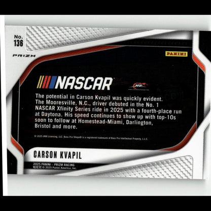 2025 Panini Prizm #136 Carson Kvapil Silver