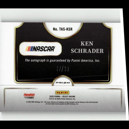 2025 Panini Select #TAS-KSR Ken Schrader Signatures Blue Prizms #/99