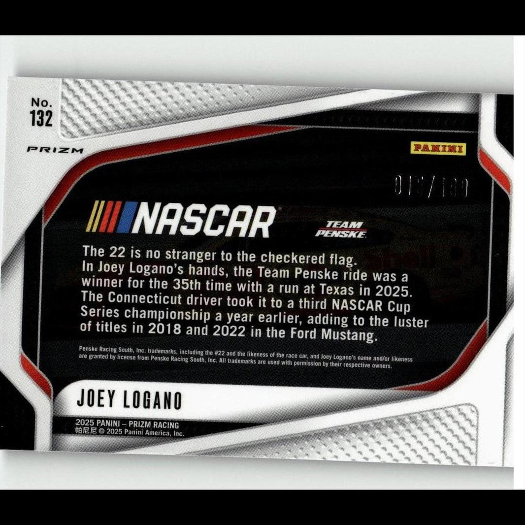 2025 Panini Prizm #132 Joey Logano Blue #/199