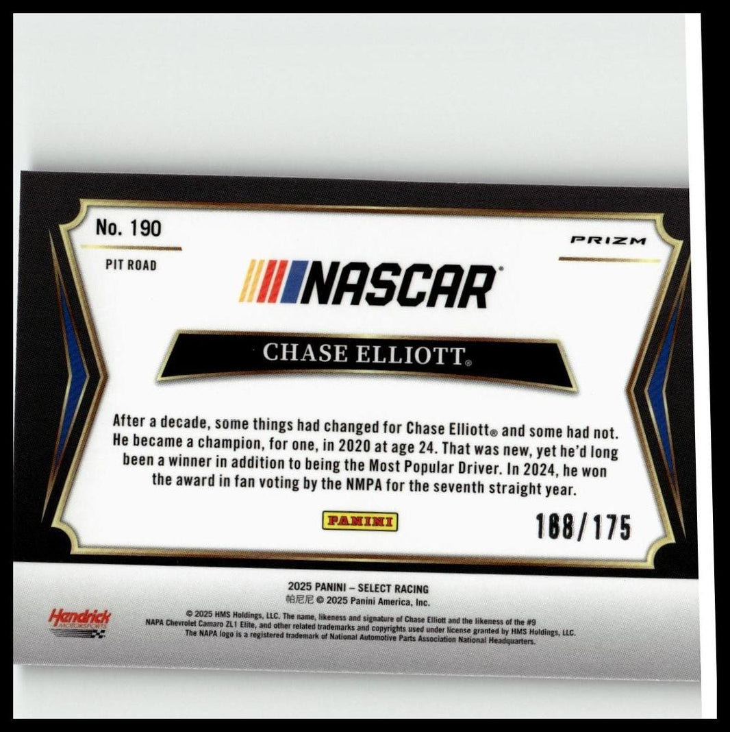 2025 Panini Select #190 Chase Elliott Blue Prizms #/175