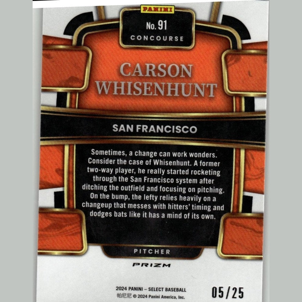 2024 Panini Select #91 Carson Whisenhunt Tie-Dye Prizms #/25