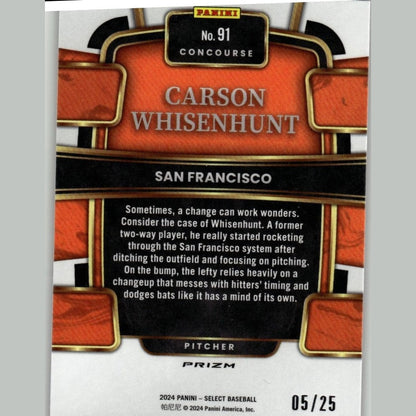 2024 Panini Select #91 Carson Whisenhunt Tie-Dye Prizms #/25