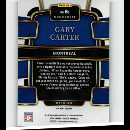 2024 Panini Select #65 Gary Carter Tye Dye Prizm