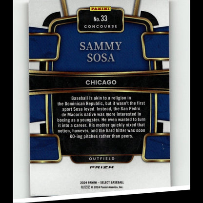 2024 Panini Select #33 Sammy Sosa Red and Blue Prizms Silver