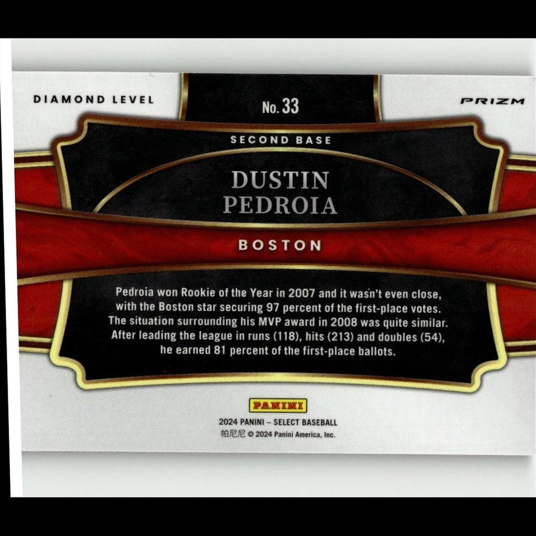 2024 Panini Select #33 Dustin Pedroia Green Flash Prizms