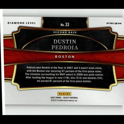 2024 Panini Select #33 Dustin Pedroia Green Flash Prizms