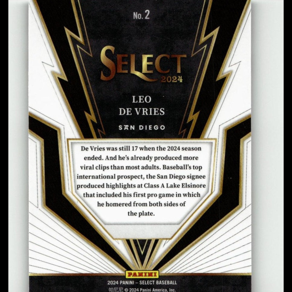 2024 Panini Select #2 Leo De Vries Turbo Charged