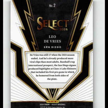 2024 Panini Select #2 Leo De Vries Turbo Charged