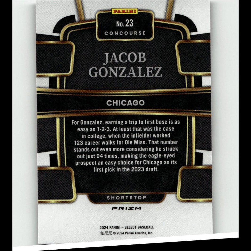 2024 Panini Select #23 Jacob Gonzalez Tri-Color Prizms