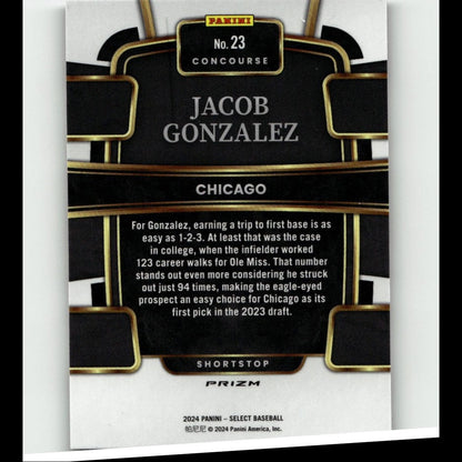 2024 Panini Select #23 Jacob Gonzalez Tri-Color Prizms
