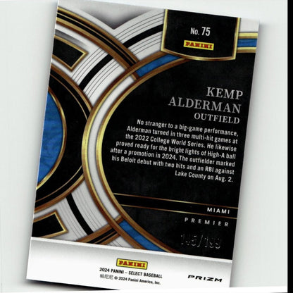 2024 Panini Select #75 Kemp Alderman Blue Prizms 145/199
