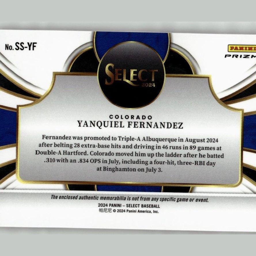2024 Panini Select #SS-YF Yanquiel Fernandez Selective Swatches