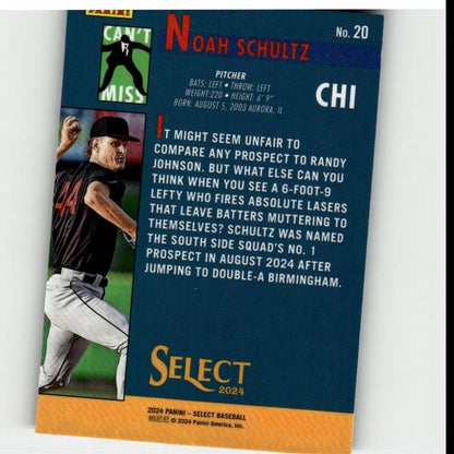 2024 Panini Select #20 Noah Schultz Can't Miss