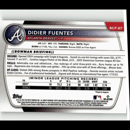 2025 Bowman #BCP-87 Didier Fuentes Chrome Prospects