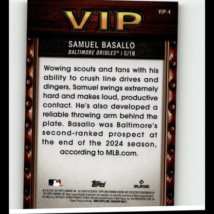 2025 Bowman #VIP-4 Samuel Basallo Very Important Prospects