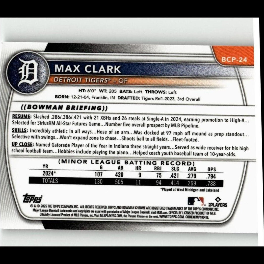 2025 Bowman #BCP-24 Max Clark Chrome Prospects