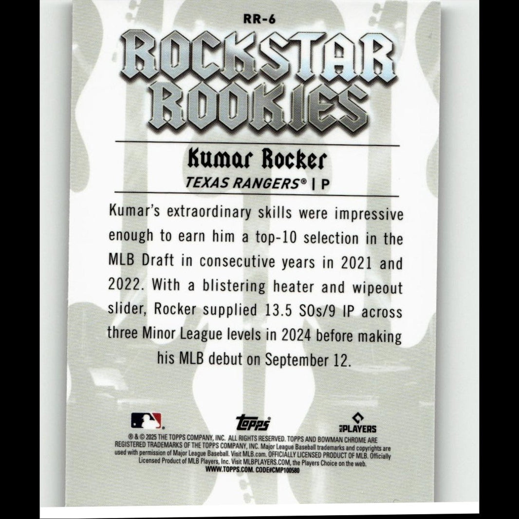 2025 Bowman #RR-6 Kumar Rocker Rockstar Rookies