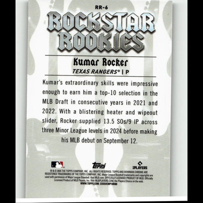 2025 Bowman #RR-6 Kumar Rocker Rockstar Rookies