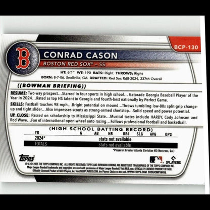 2025 Bowman #BCP-130 Conrad Cason Chrome Prospects