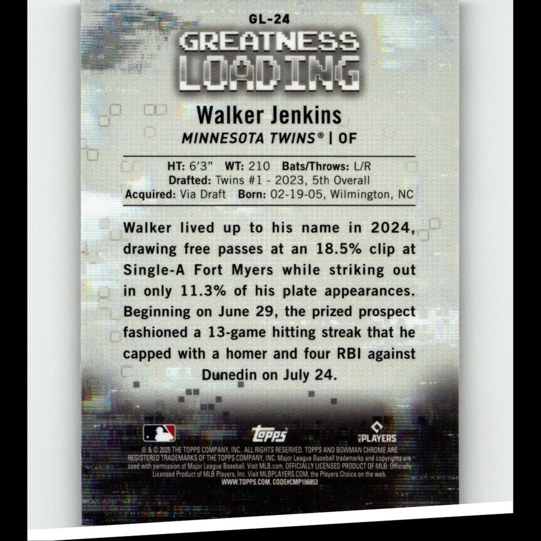 2025 Bowman #GL-24 Walker Jenkins Greatness Loading