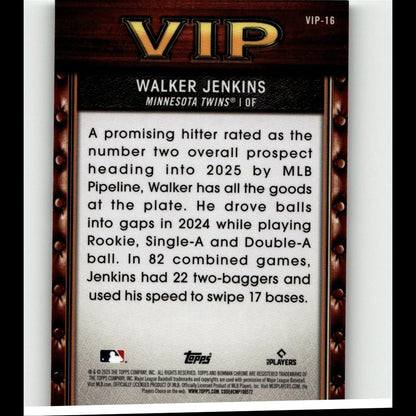 2025 Bowman #VIP-16 Walker Jenkins Very Important Prospects
