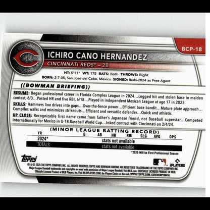2025 Bowman #BCP-18 Ichiro Cano Hernandez Chrome Prospects
